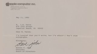 Letter signed by Steve Jobs