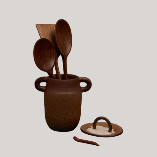 Terra Stoneware Utensil Pot and Spice Pincher