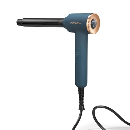 Mdlondon Curl Hair Curling Wand (casal Blue). 4-In-1 Hair Curler With 10mm, 25mm, 32mm &amp;amp; Reverse Conical Barrels. Hair Waver With 14 Heat Settings, Carry Case &amp;amp; Mat - Genuine Mdlondon Curling Iron