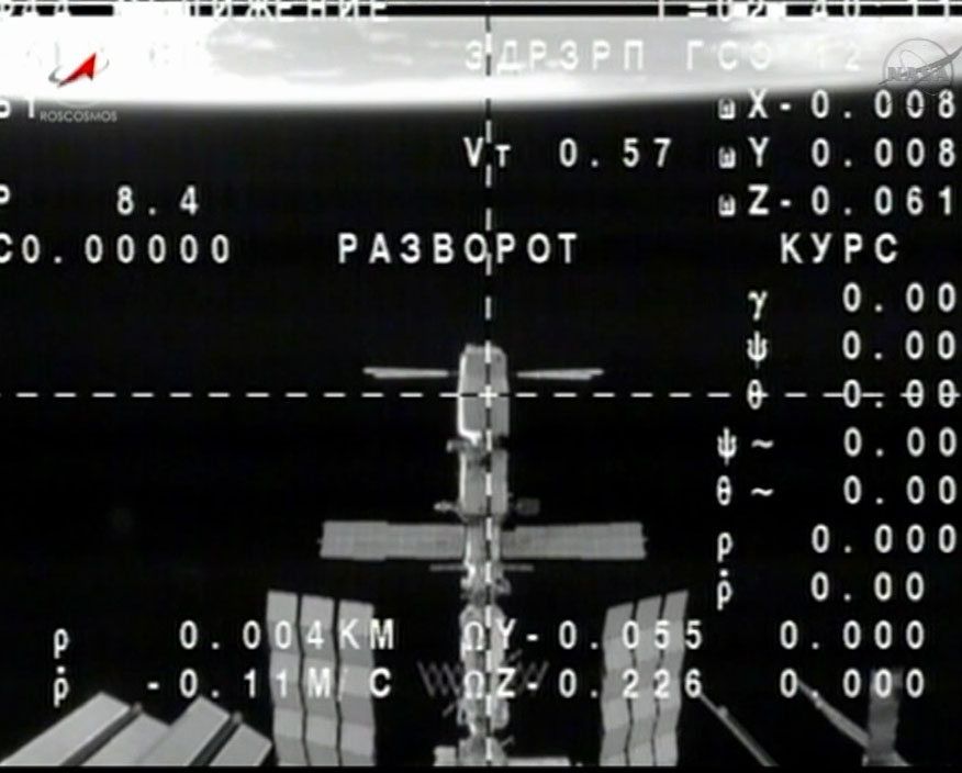 The International Space Station is seen in this view from a Russian Soyuz spacecraft camera after the two spacecraft undocked on Sept. 10, 2013 to return the Expedition 36 crew to Earth