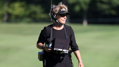 Dottie Pepper reports for CBS Sports at the 2020 Northern Trust