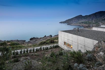View from above the terraces of Port de la Selva house in Spain