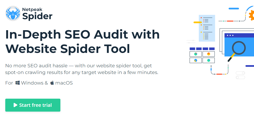 Netpeak Spider landing page