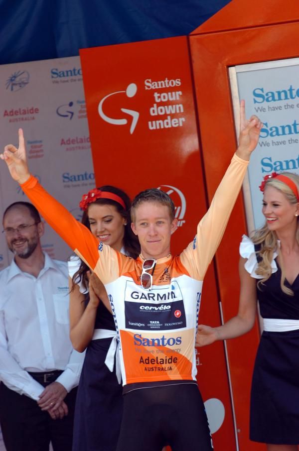 Cameron Meyer (Team Garmin-Cervelo) in the leader's jersey.