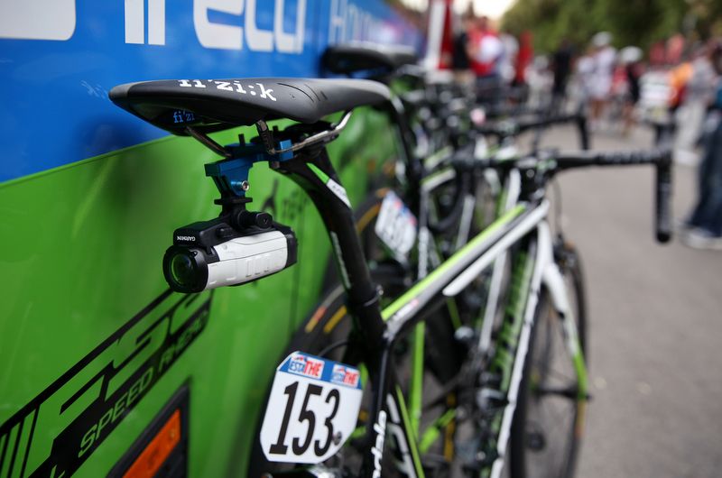 Andre Cardoso's bike is fitted with a camera for stage 7