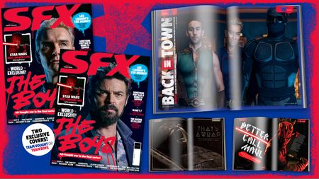 The cover of SFX issue 403 and some of the features inside.