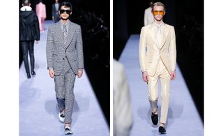 Two images of male models modelling Tom Ford clothing.