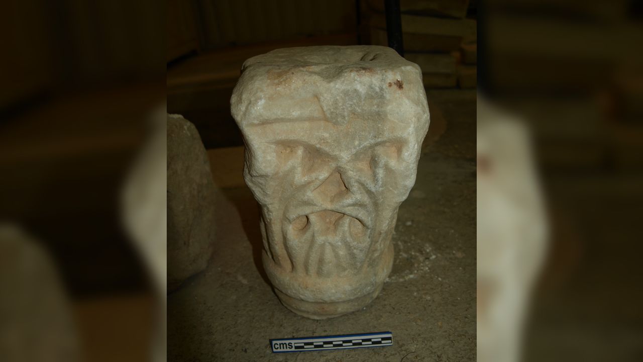 This image shows a capital that would have been at the end of a column. It is from the Church of the Nutrition and dates back around 1,500 years to the time of the Byzantine Empire.