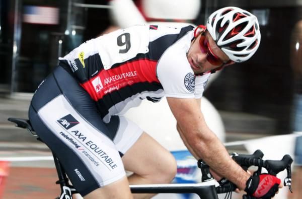 Clayton Barrows (AXA Equitable Cycling Team/CRCA) checks to see if he has any company before he takes a flyer.