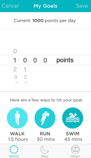 You can set activity goals for the day inside the Misfit app.