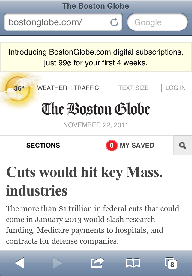 The Boston Globe is a beautiful, state-of-the-art mobile first design. But it involved numerous design consultants and months of work to execute