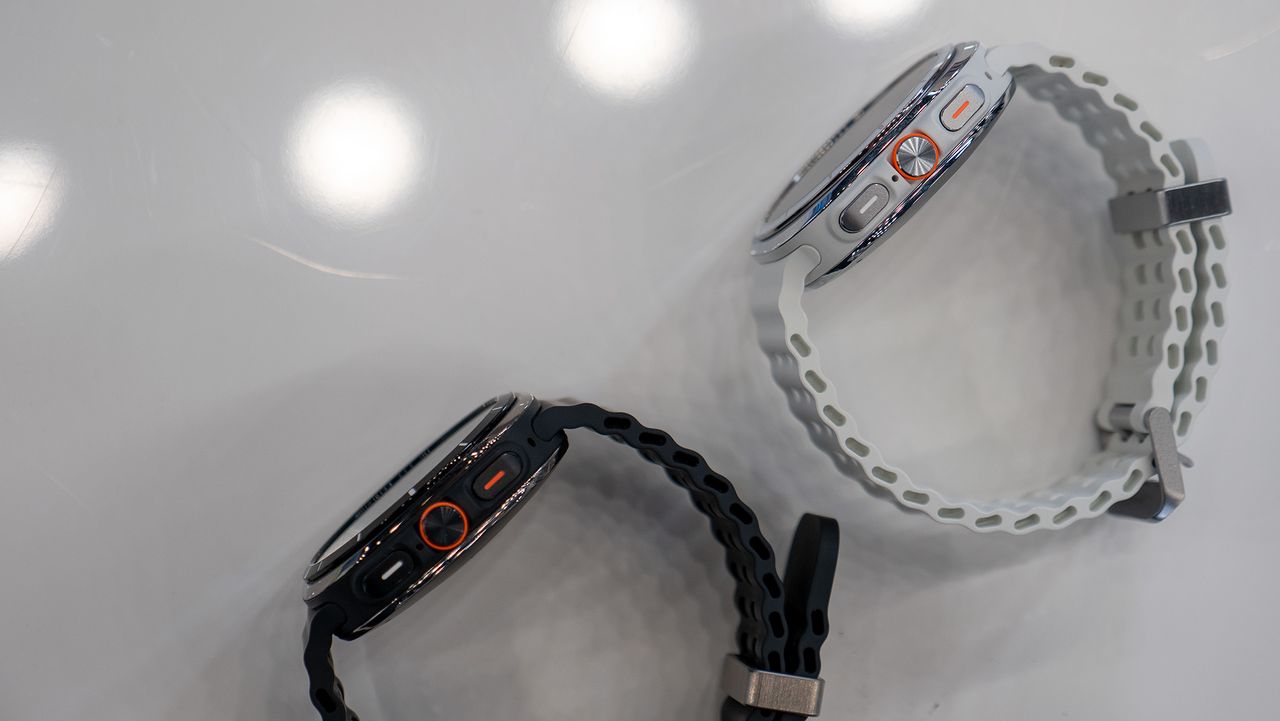 Comparing the black and white Samsung Galaxy Watch Ultra models