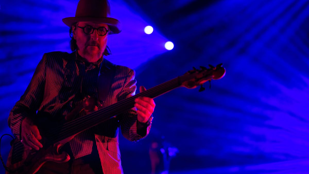 Les Claypool of Primus performs at Ford Amphitheater on August 24, 2024 in Colorado Springs, Colorado.