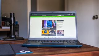 Lenovo ThinkPad C14 Chromebook Enterprise sitting on desk