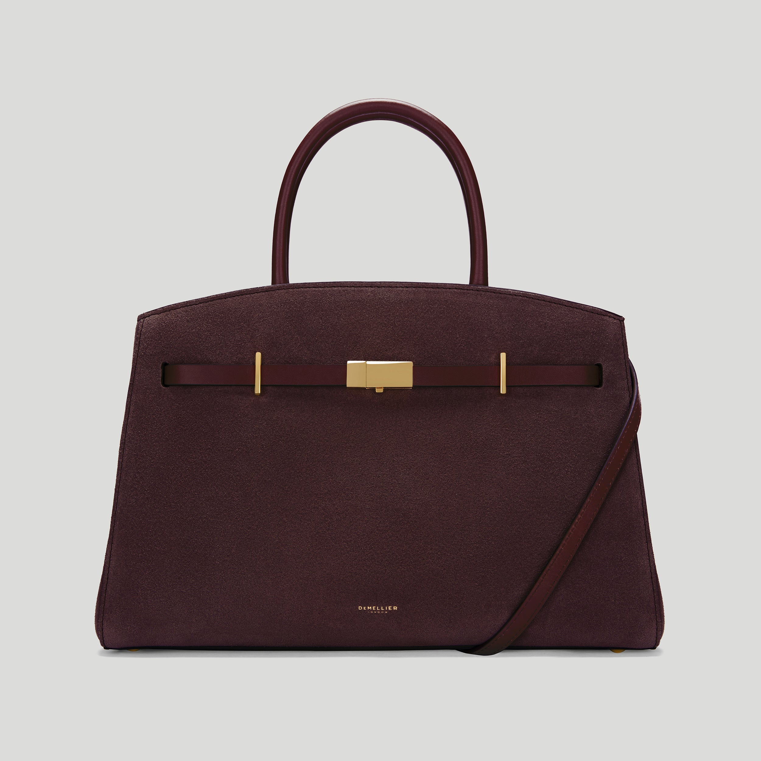 The Midi Hudson | Burgundy Suede &amp;amp; Burgundy Smooth | Demellier