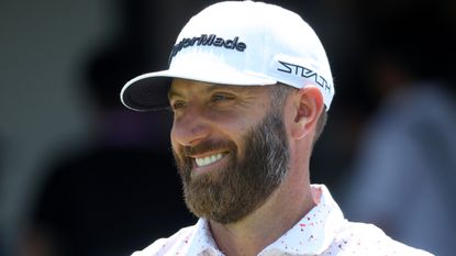 Dustin Johnson plays a practice round before the 2022 PGA Championship
