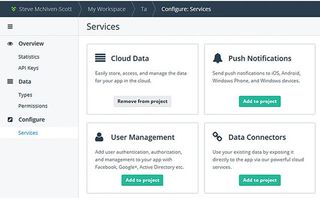 It’s simple to add or remove services from your Telerik platform project