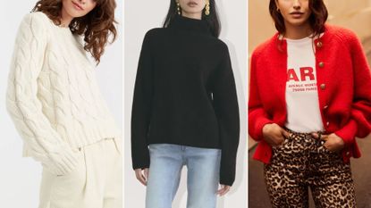 3 of the best wool jumpers for 2024 pictured on models 