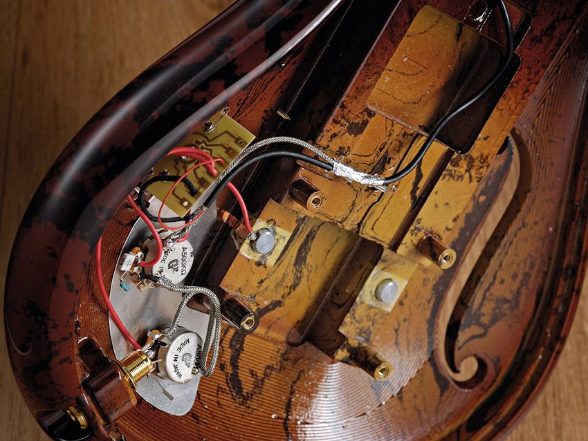 Unusual materials aside, the guitar's electrics are quite traditional.