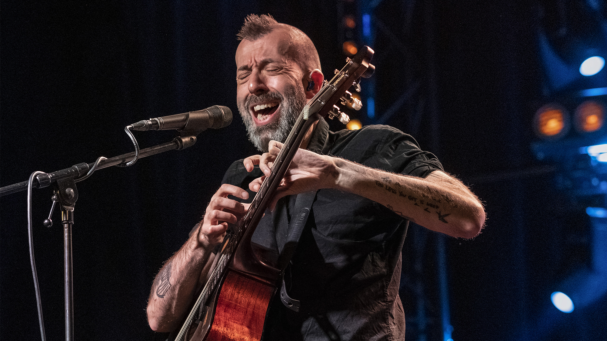 Virtuoso fingerstyle guitarist Jon Gomm (UK) perfomed at the MIGS Montreux Guitar Show in Switzerland on 1 May 2022.