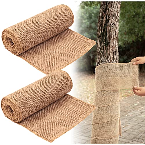 2 Rolls Burlap Tree Protector Wraps, 7.8&amp;quot; &amp;times; 9.8' Winter Tree Trunk Guards Protector Wrap Burlap Fabric Garden Plants Tree Wrap Antifreeze Bandage Bark Protector Wrap for Keeping Warm and Moisturizing