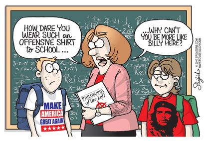 Political cartoon U.S. back to school MAGA shirts