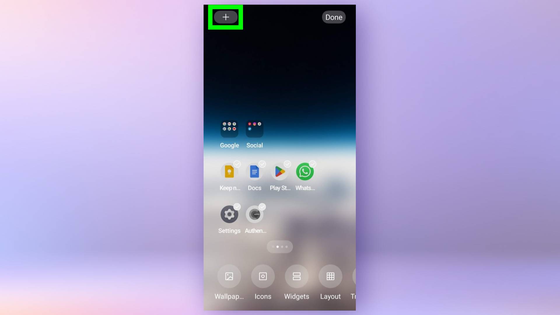 Скриншот главного экрана Android. 