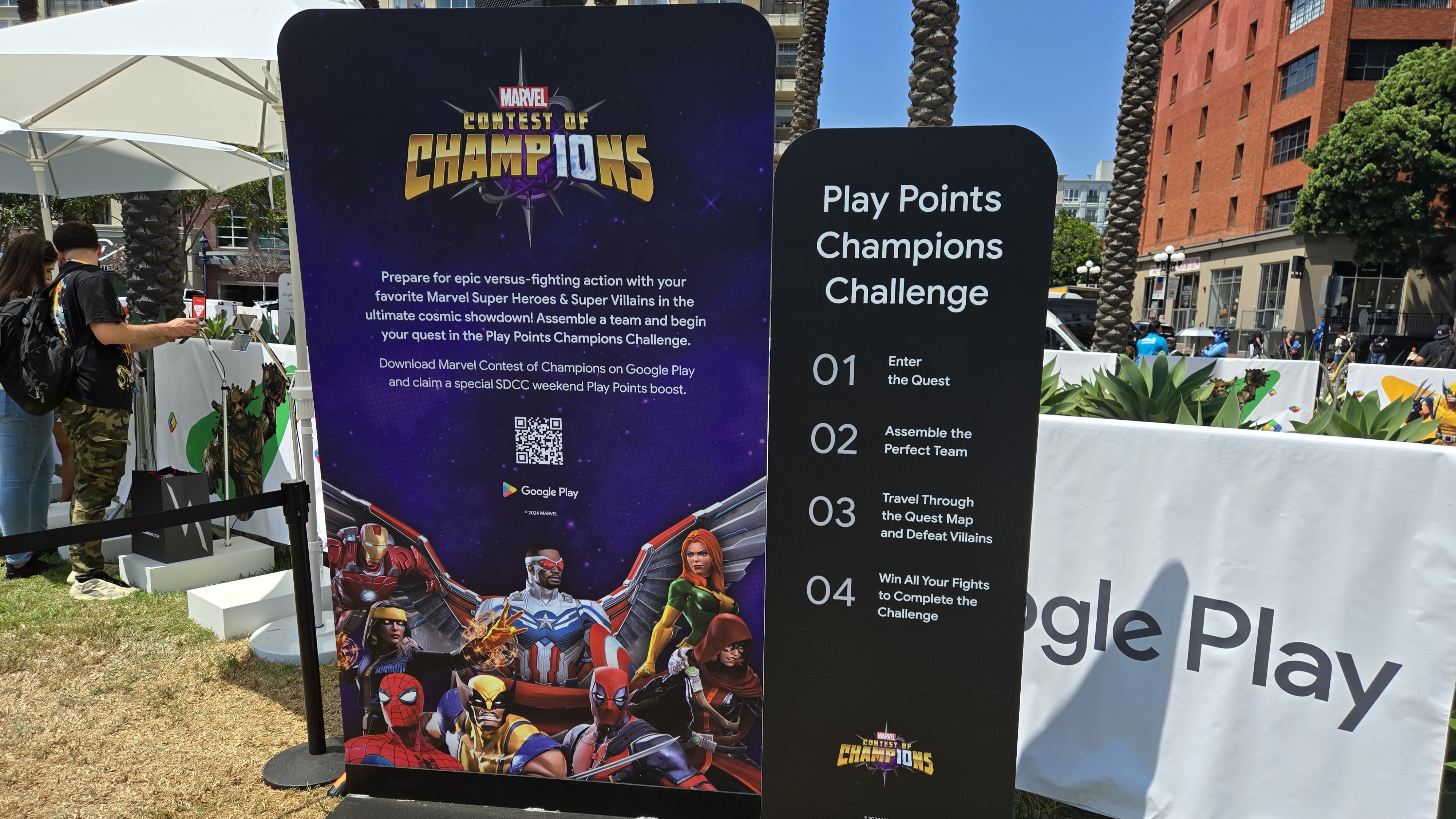 A board with the rules of Google's Comic-Con experience