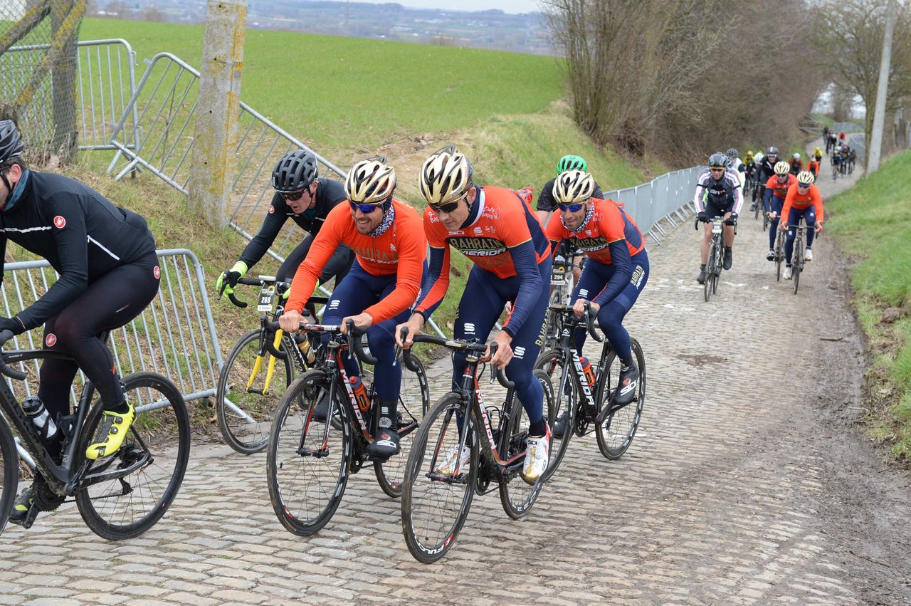 Bahrain-Merida on the Koppenberg