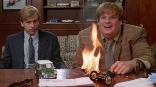 Chris Farley and David Spade in Tommy Boy.