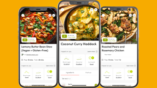 Three Zoe recipes on iPhones side-by-side