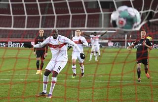 Stuttgart’s Silas Wamangituka converts a penalty