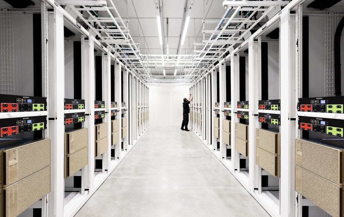 An engineer working on the Cambridge-1 supercomputer 