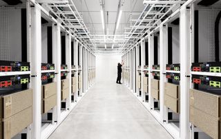 An engineer working on the Cambridge-1 supercomputer 