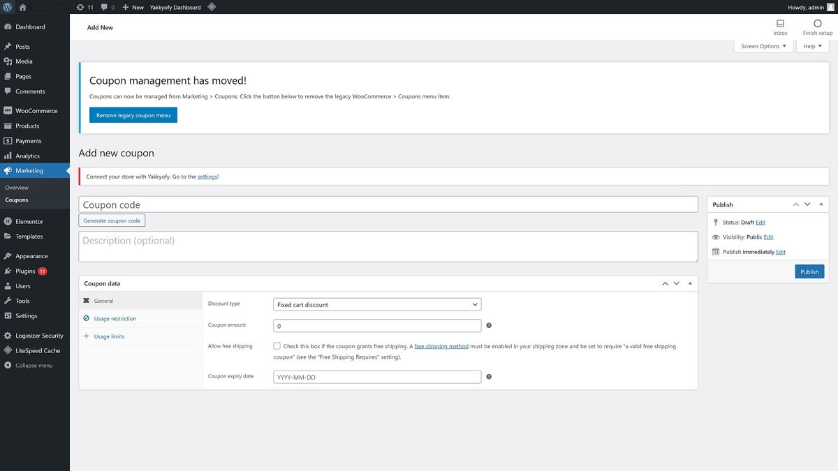 WooCommerce's coupon management