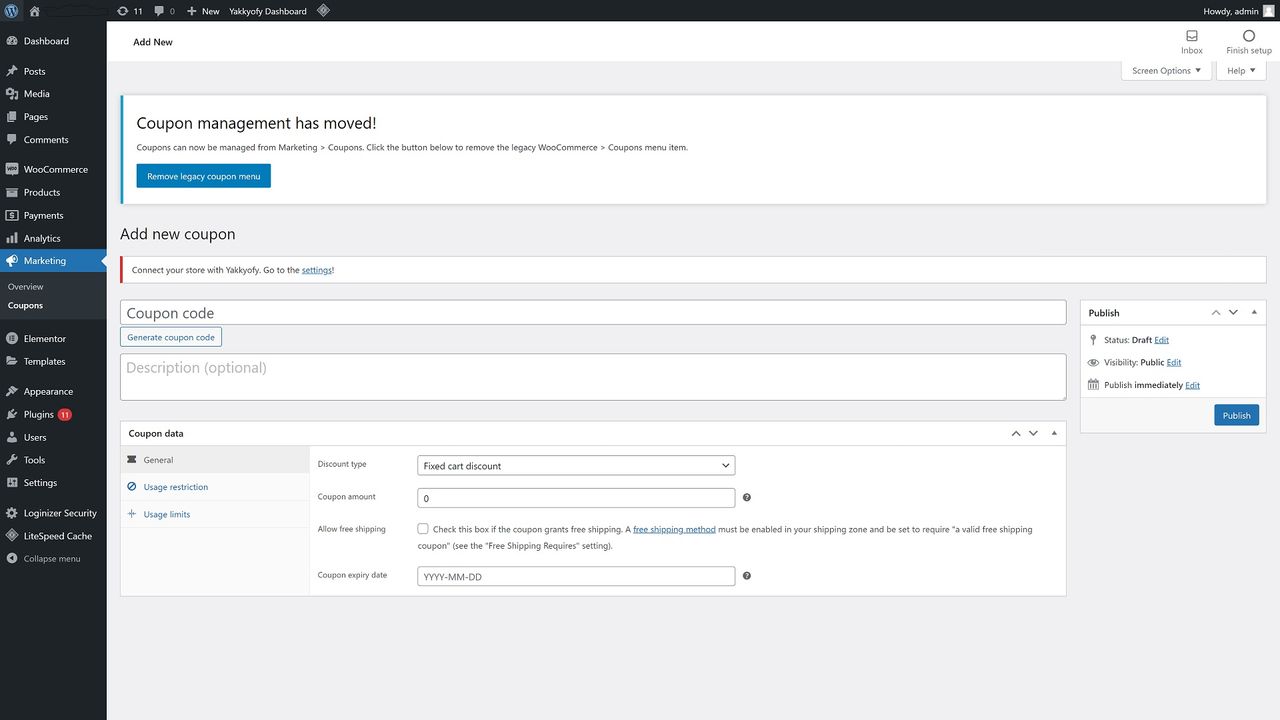 WooCommerce's coupon management