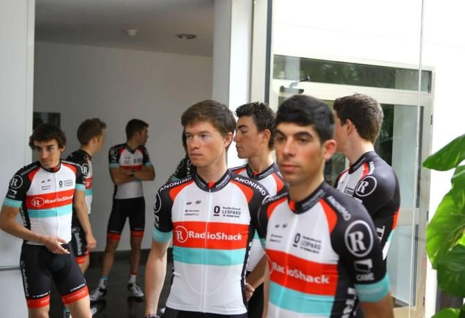 The riders get ready to show off the new team colours