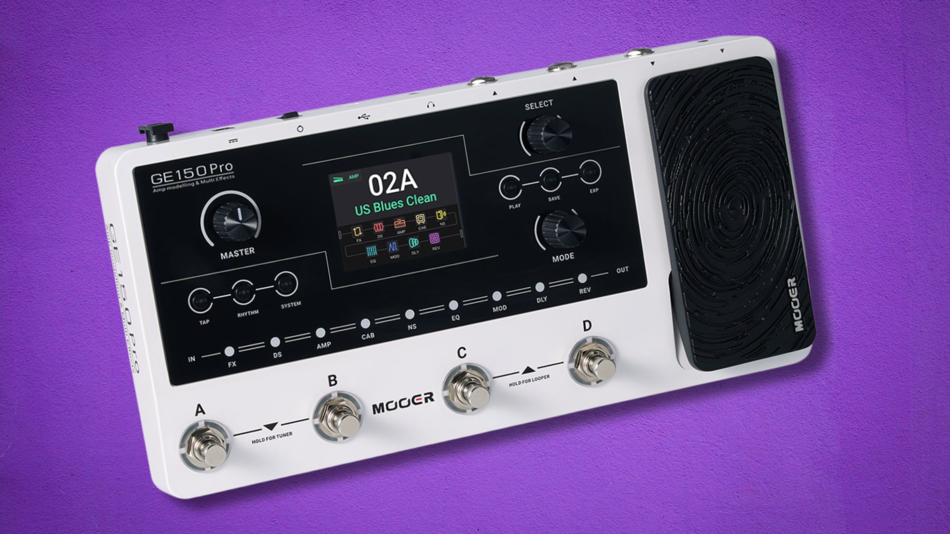 A Mooer GE150 Pro multi-effects pedal