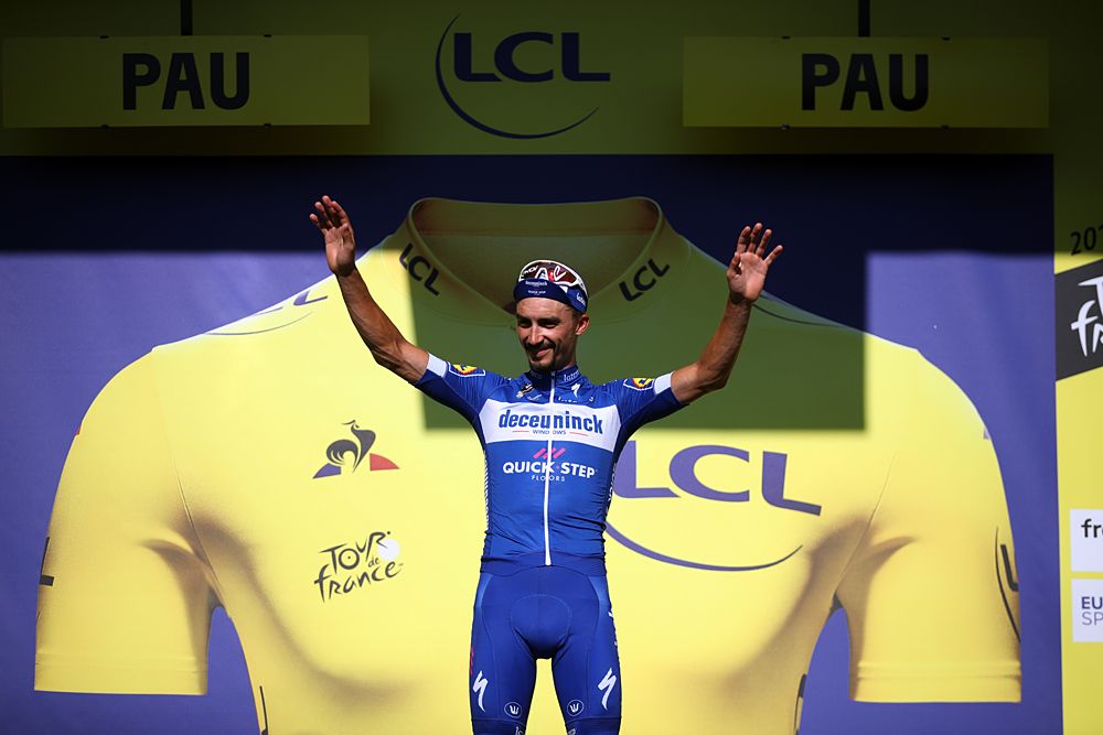 Julian Alaphilippe (Deceuninck-QuickStep) wins the time trial at the Tour de France