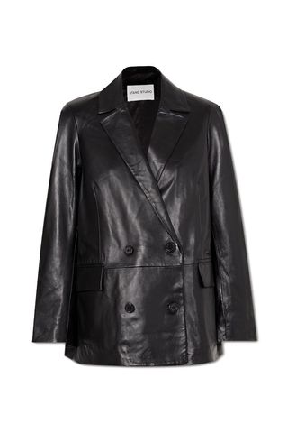 Cassidy double-breasted leather blazer
