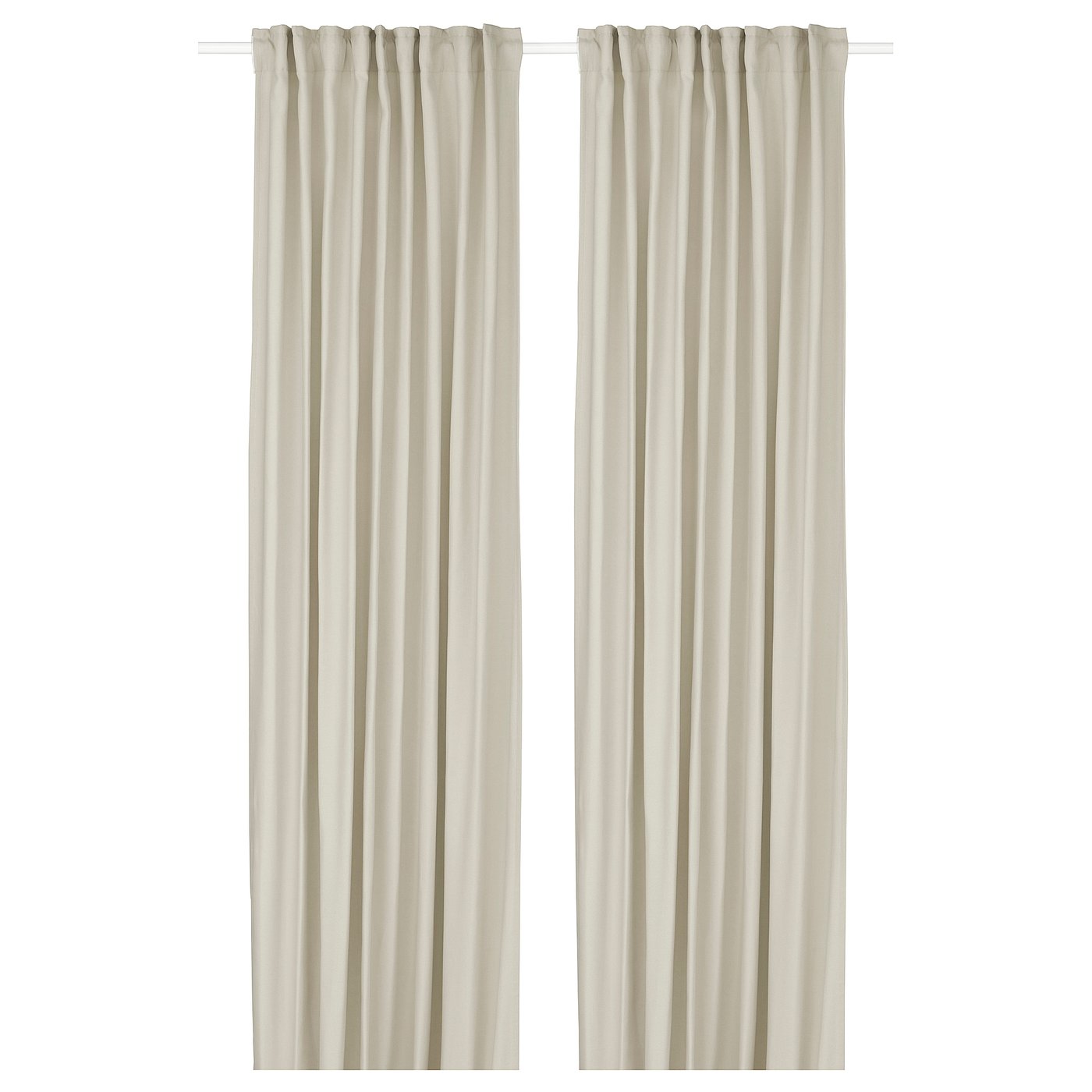 Ginstmott Curtains, 1 Pair - Beige/with Heading Tape 145x250 Cm