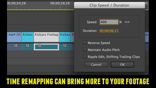 A good trick is to cut up a clip into three sections then speed up the first and third cuts