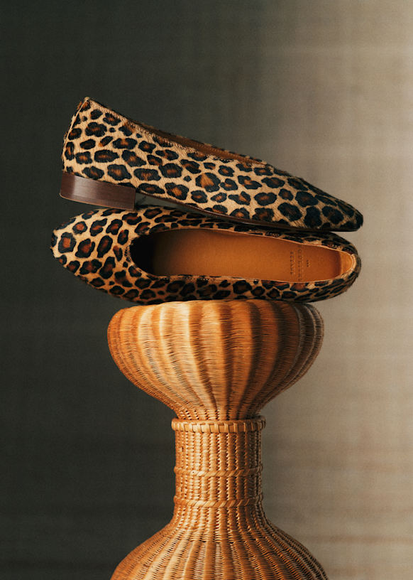 Matilda Low Ballet Flats - Leopard - Pony Effect Cowhide Leather - S&eacute;zane