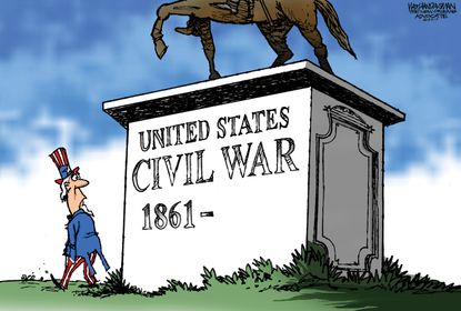 Political cartoon U.S. Civil War Confederate monuments America divided