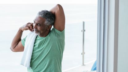 Older man exercising to relieve stress