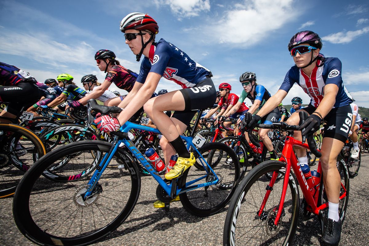 Team USA riders cruise along in the bunch during stage 1 of the Colorado Classic on August 22, 2019 in Steamboat Springs, Colorado.