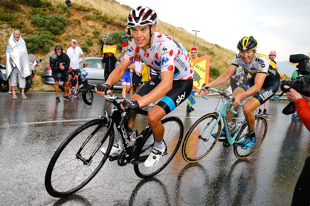Richie Porte on the front of the GC group during stage 12.