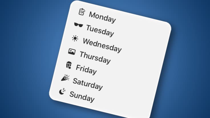 A menu from Apple's Human Interface Guidelines against a blue background.