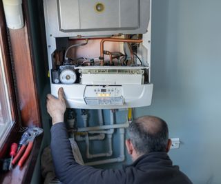 A boiler being serviced