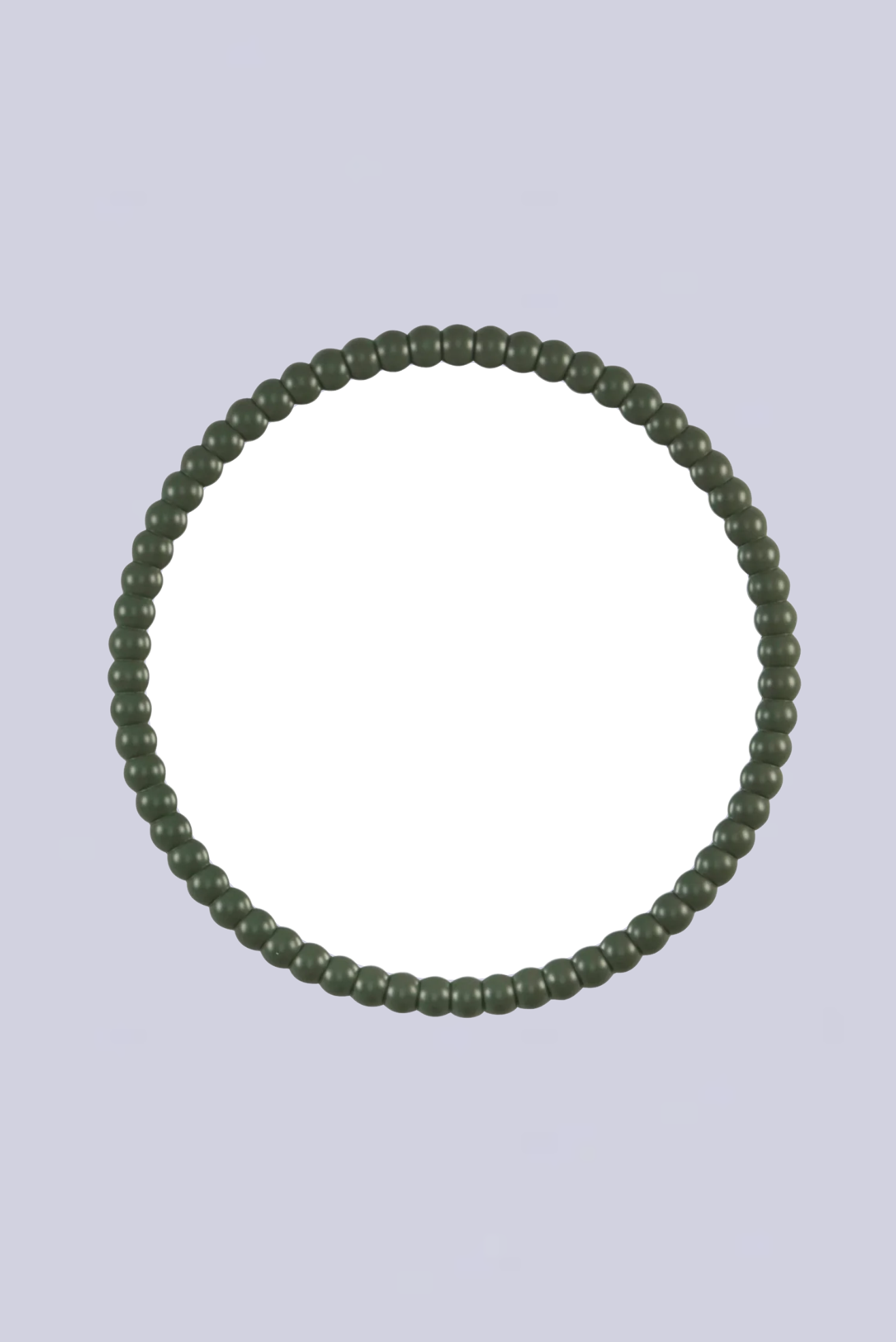 A round green bobbin style mirror